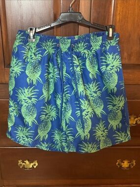 Club Room Blue Swim Trunks with Green Pineapple Print